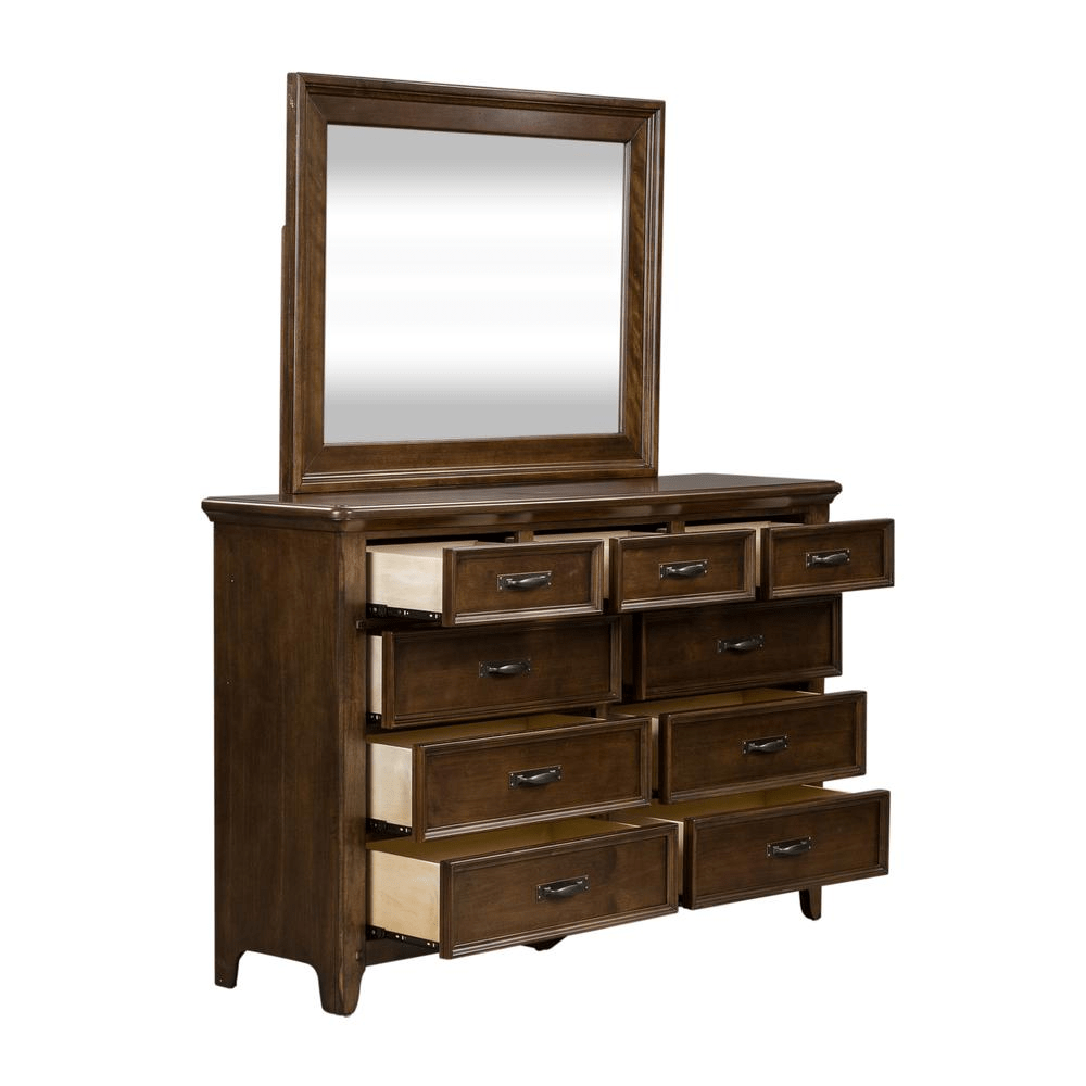 Dresser & Mirror (184 - BR - DM), Tobacco Finish - Mervyns