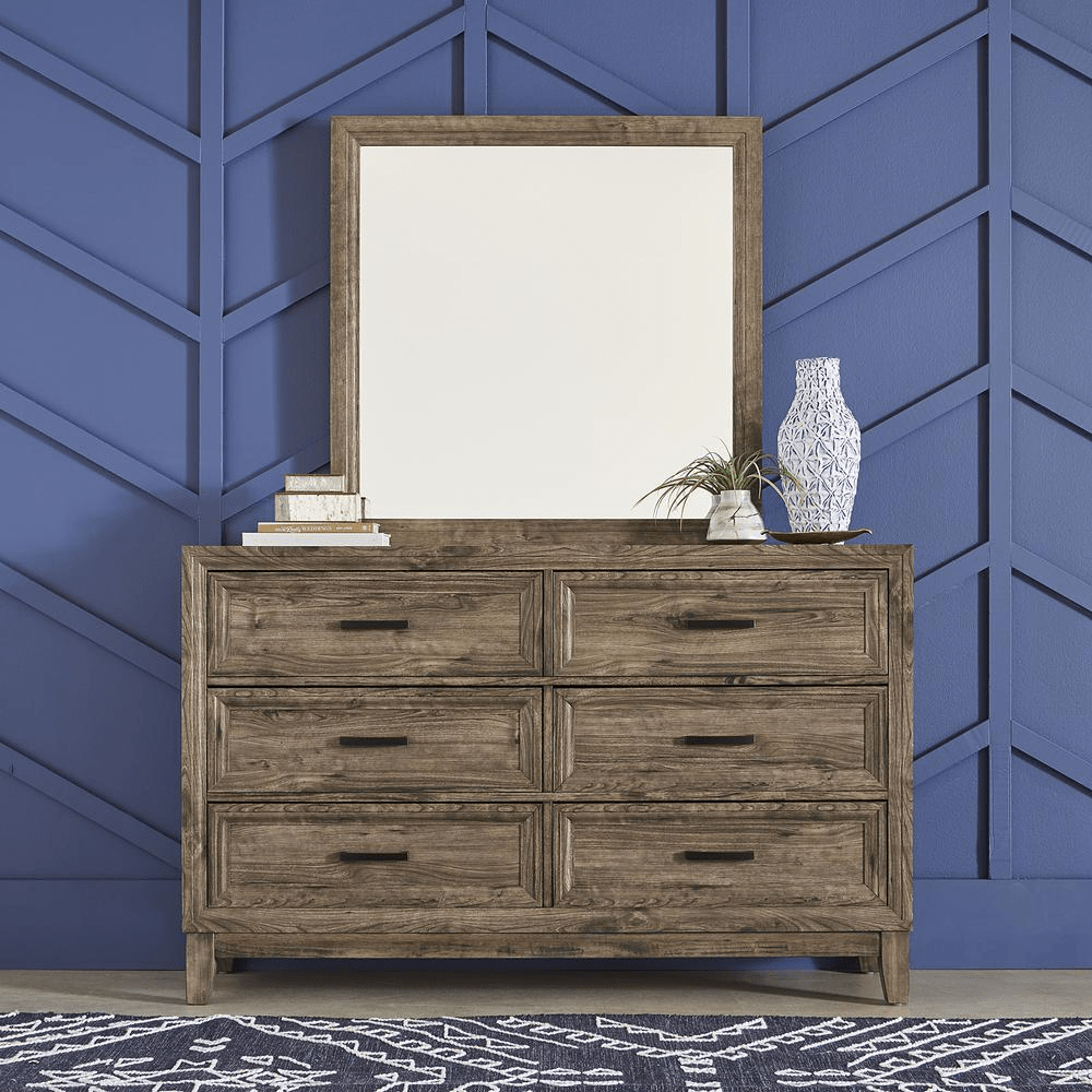 Dresser & Mirror (384 - BR - DM), Cobblestone Finish - Mervyns