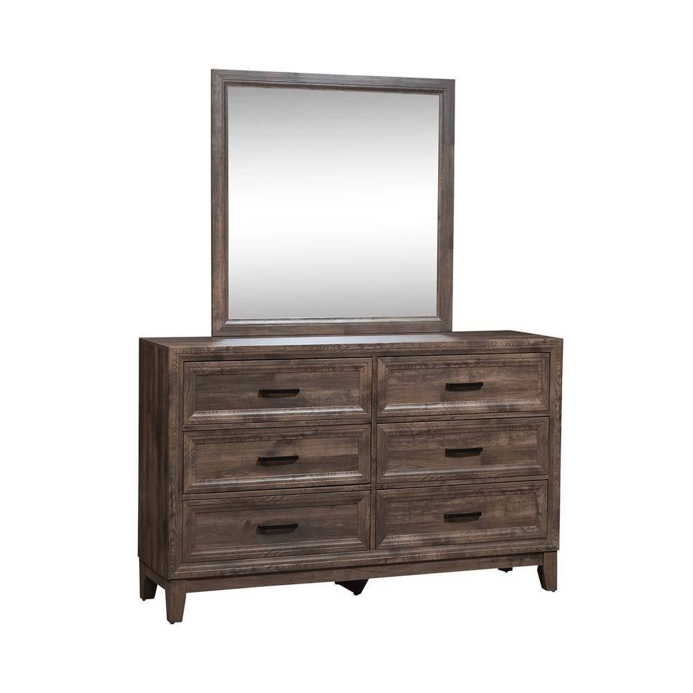 Dresser & Mirror (384 - BR - DM), Cobblestone Finish - Mervyns