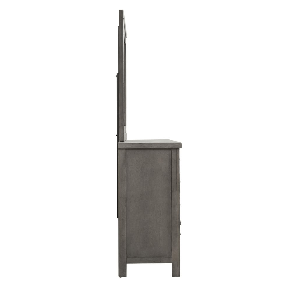 Dresser & Mirror (406 - BR - DM), Dusty Charcoal Finish w/ Heavy Distressing - Mervyns