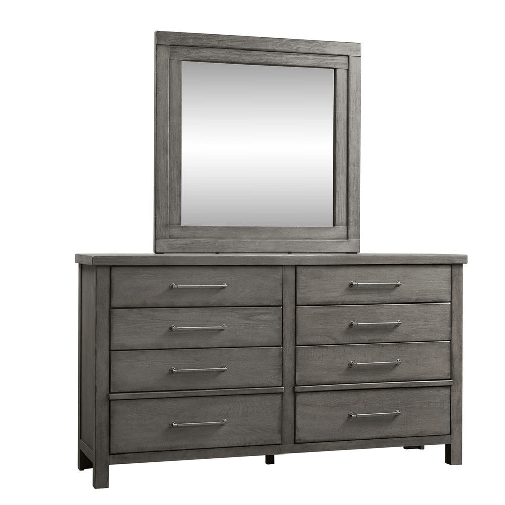 Dresser & Mirror (406 - BR - DM), Dusty Charcoal Finish w/ Heavy Distressing - Mervyns