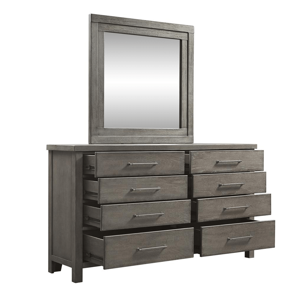 Dresser & Mirror (406 - BR - DM), Dusty Charcoal Finish w/ Heavy Distressing - Mervyns