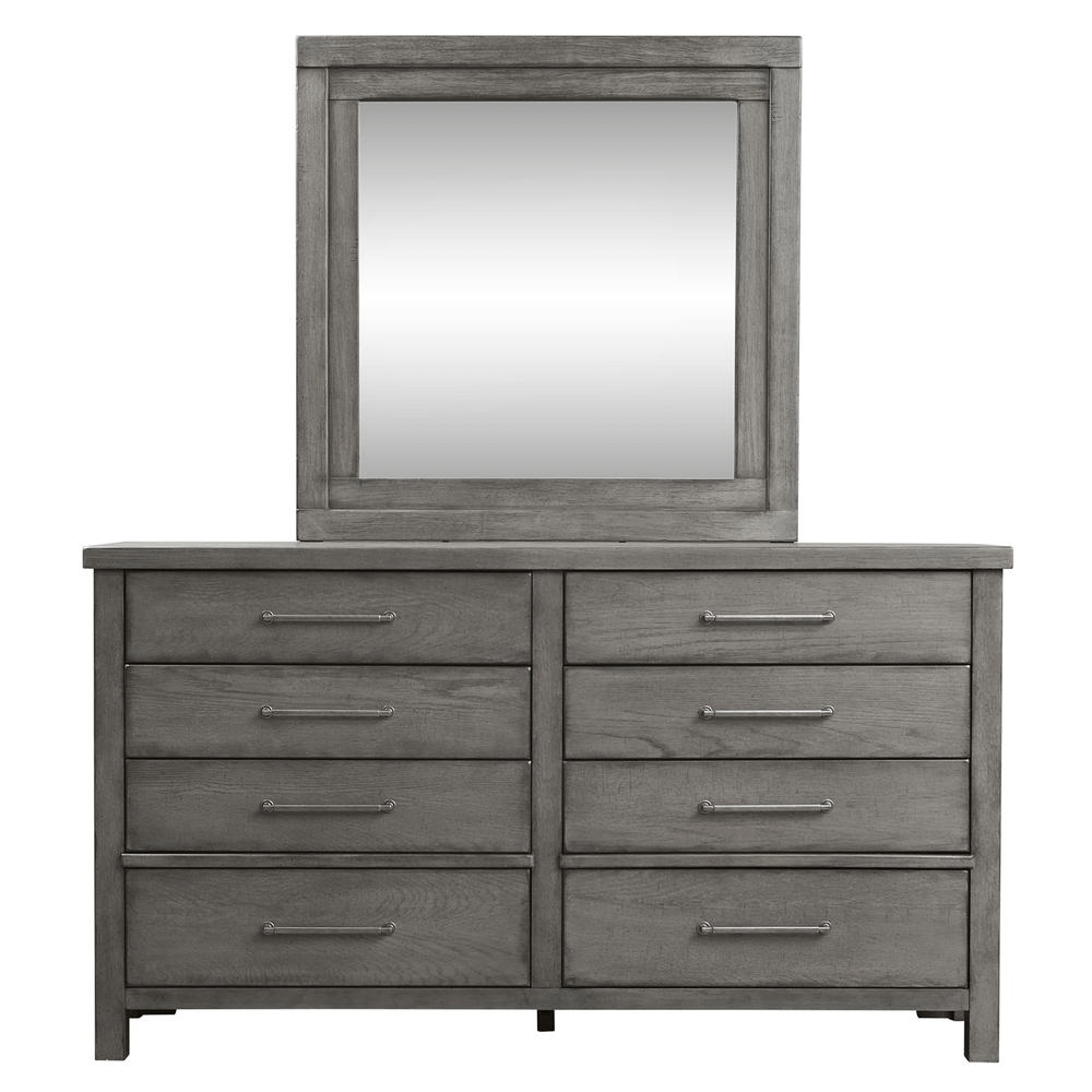 Dresser & Mirror (406 - BR - DM), Dusty Charcoal Finish w/ Heavy Distressing - Mervyns