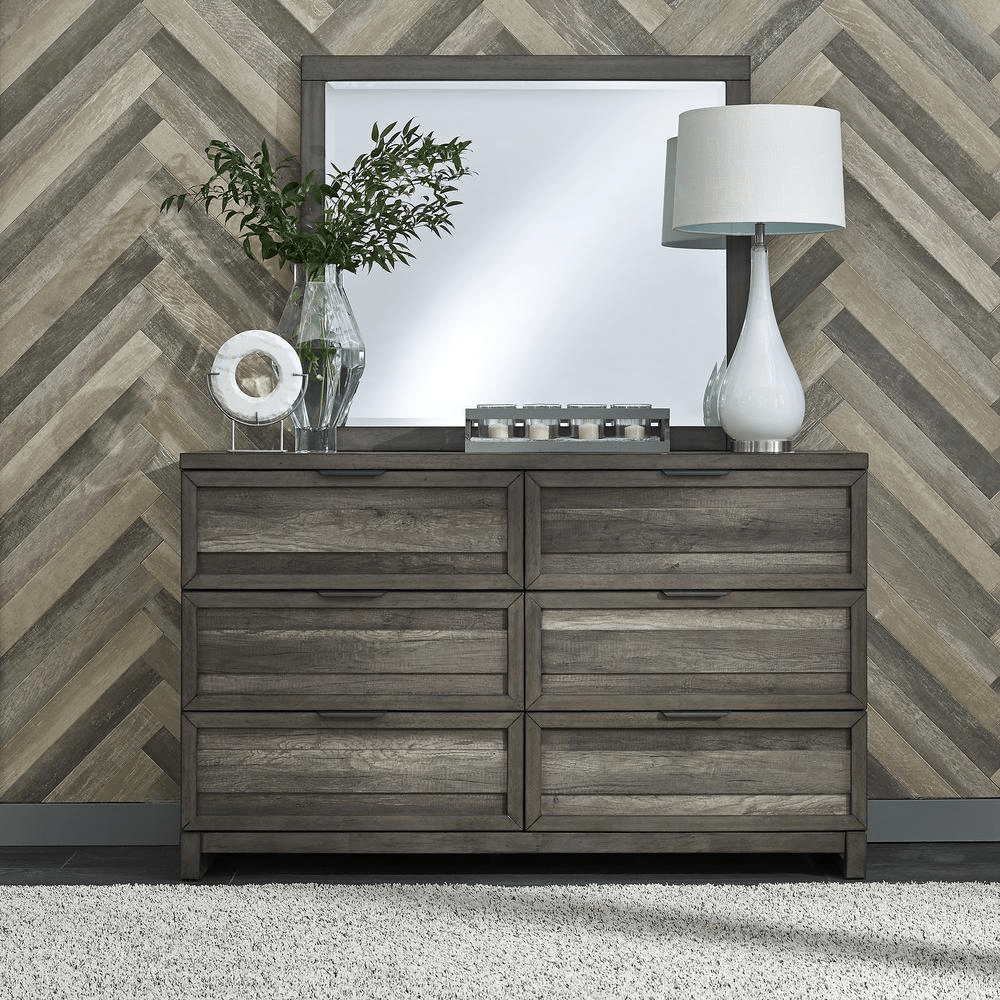 Dresser & Mirror (686 - BR - DM), Greystone Finish - Mervyns