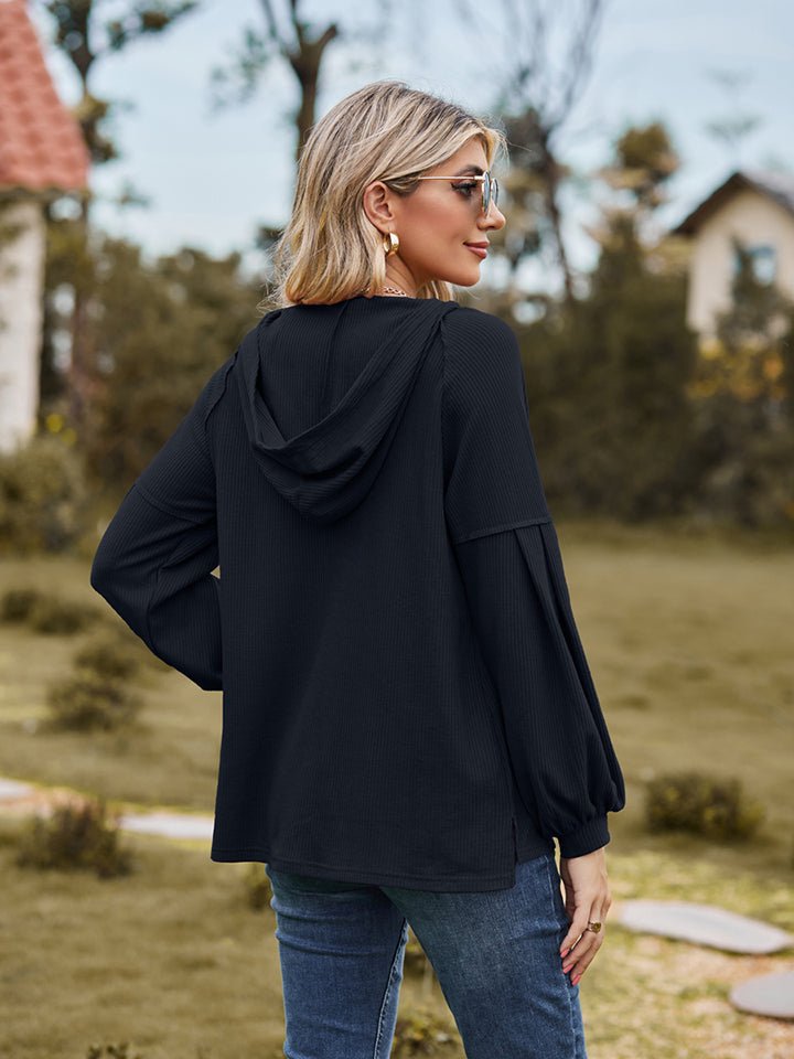 Dropped Shoulder Button - Down Hoodie - Mervyns