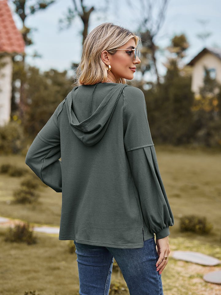 Dropped Shoulder Button - Down Hoodie - Mervyns