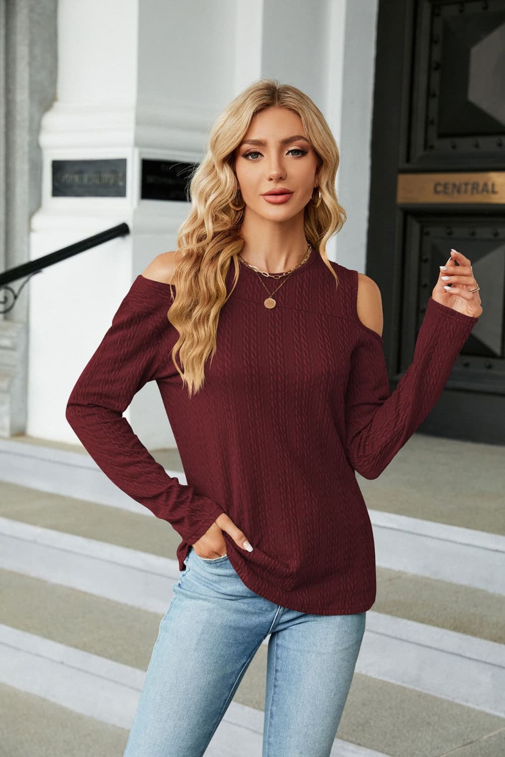 Dropped Shoulder Long Sleeve Blouse - Mervyns