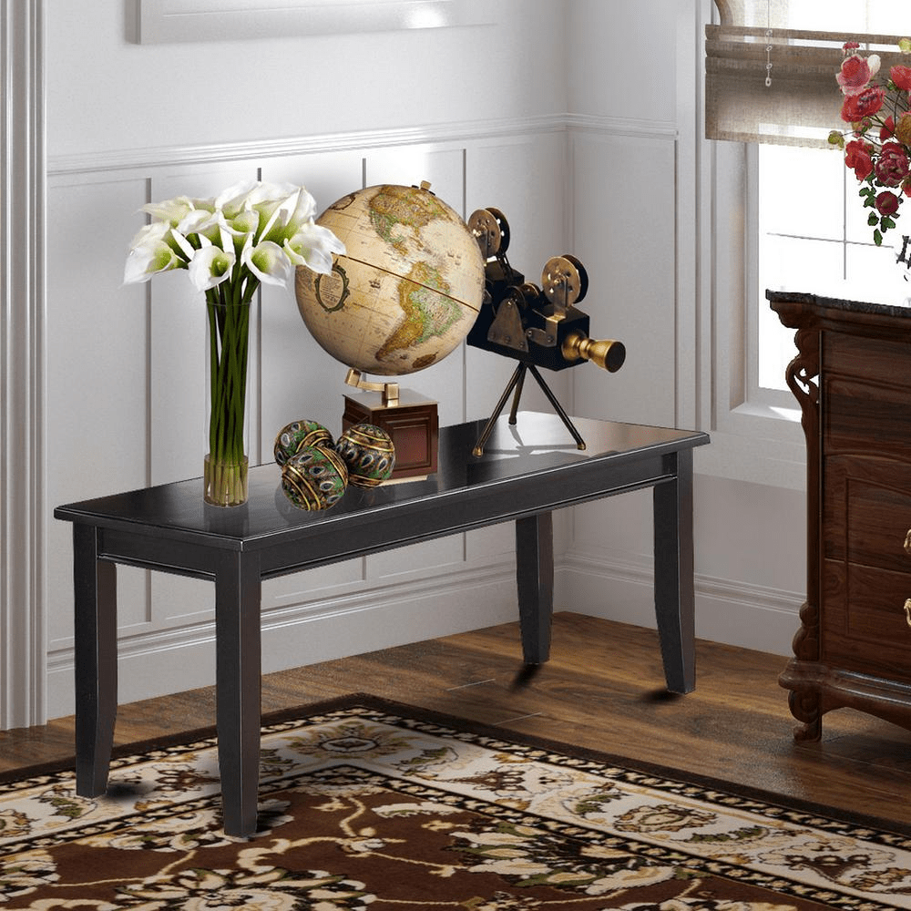 Dudley Dining Bench with Wood Seat in Black Finish - Mervyns