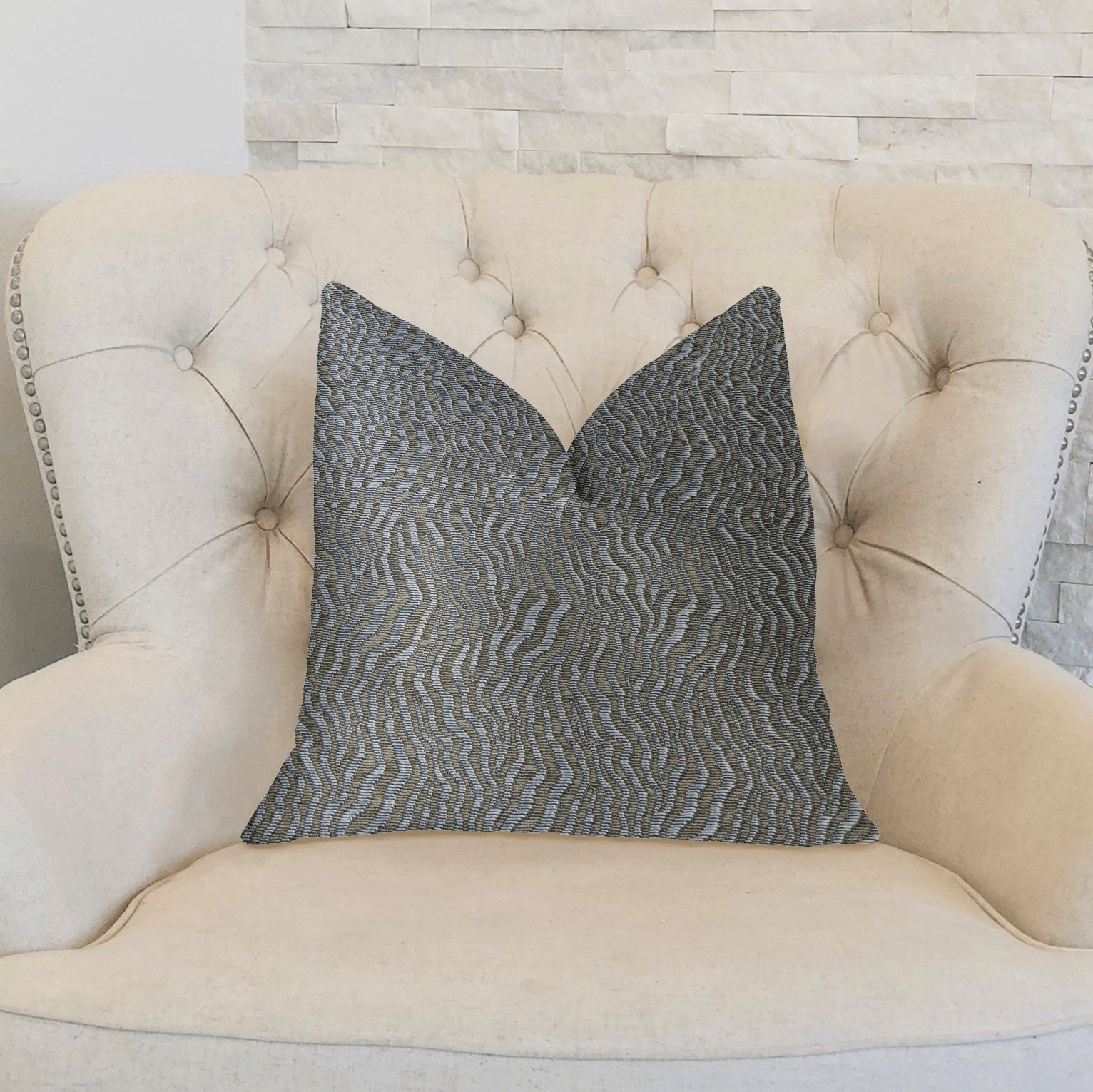 Dusky Veined Silver and Taupe Luxury Throw Pillow - Mervyns