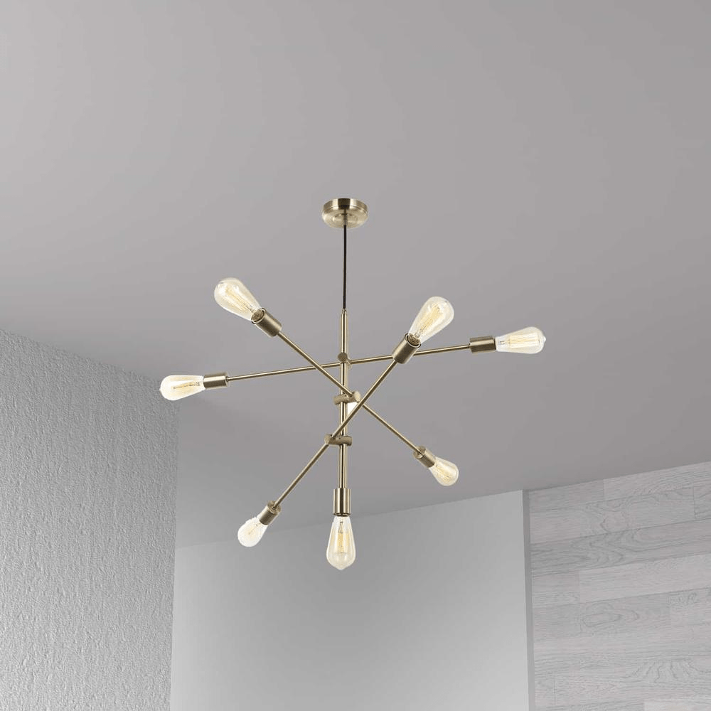 Eliana 7LT Incandescent Adjustable Pendant, Aged Brass - Mervyns