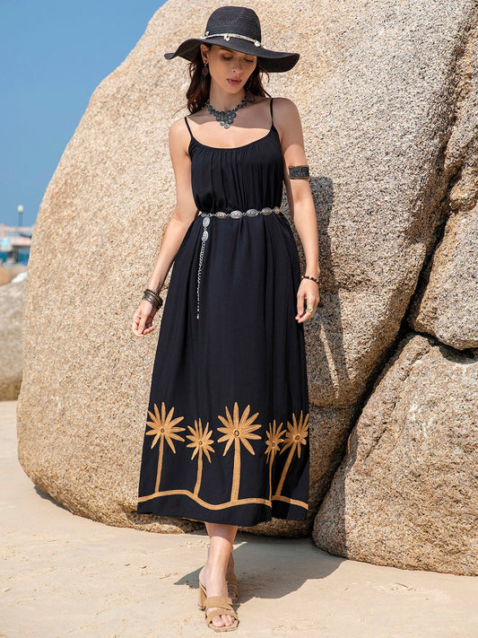 Embroidered Scoop Neck Midi Cami Dress - Mervyns