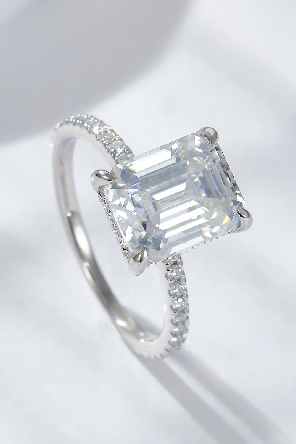 Emerald Cut 4 Carat Moissanite Side Stone Ring - Mervyns