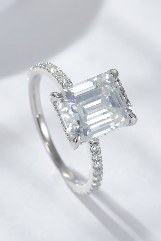 Emerald Cut 4 Carat Moissanite Side Stone Ring - Mervyns