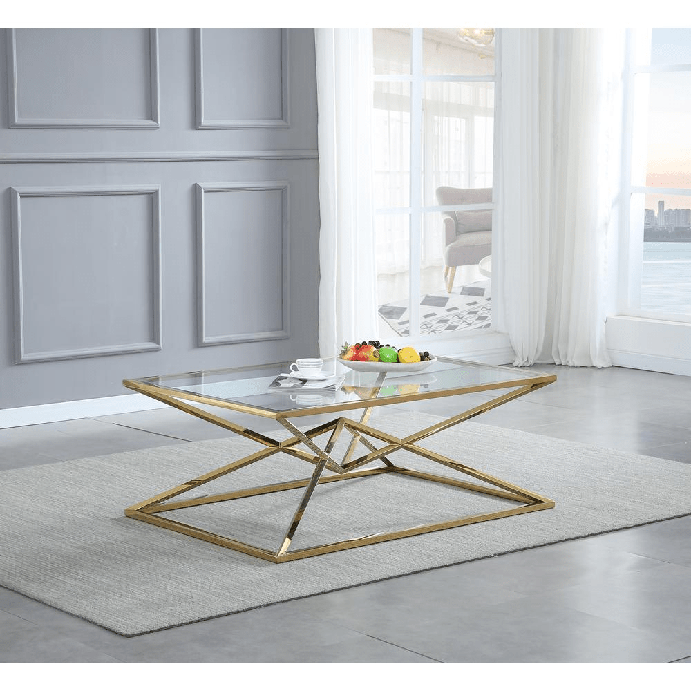 Emerson Gold Glass Coffee Table - Mervyns