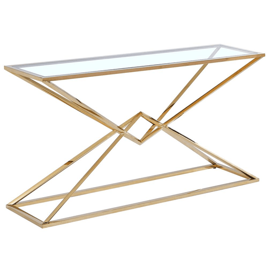 Emerson Gold Glass Console Table - Mervyns