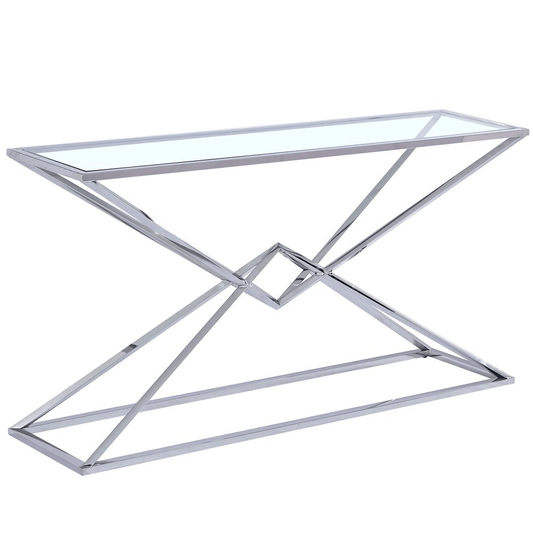 Emerson Silver Glass Console Table - Mervyns