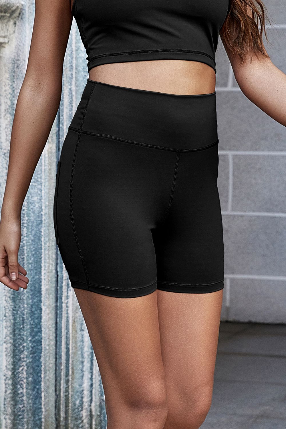 Exposed Seam Decorative Button Yoga Shorts - Mervyns