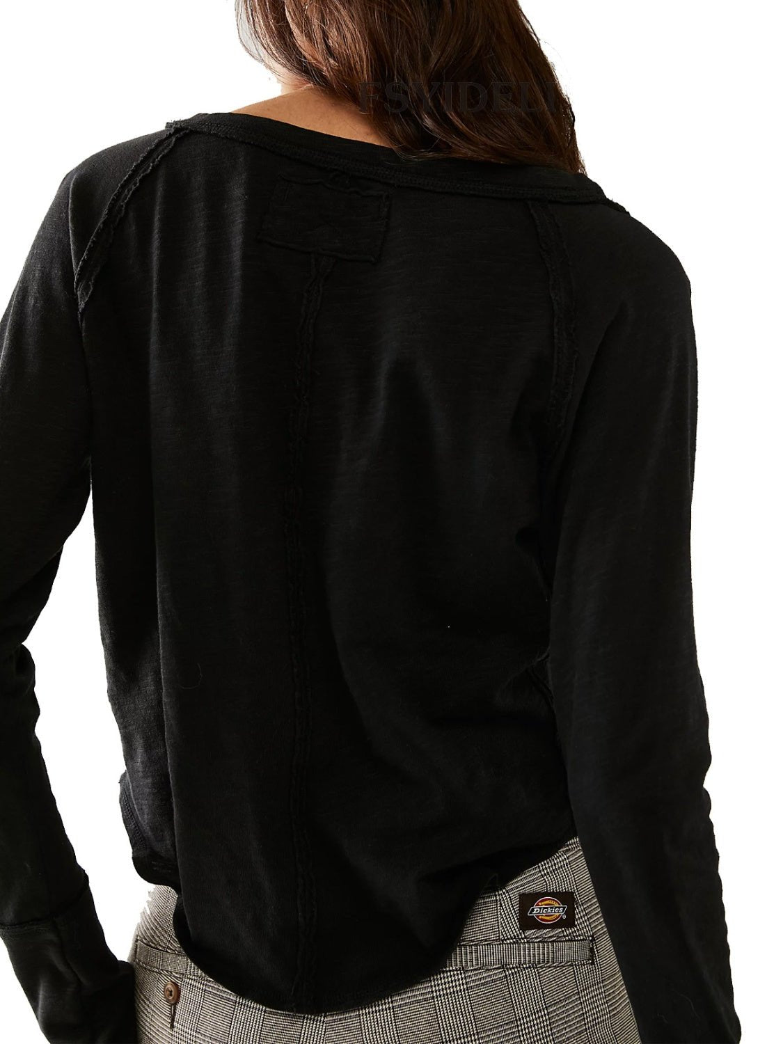 Exposed Seam Notched Long Sleeve T-Shirt - Mervyns