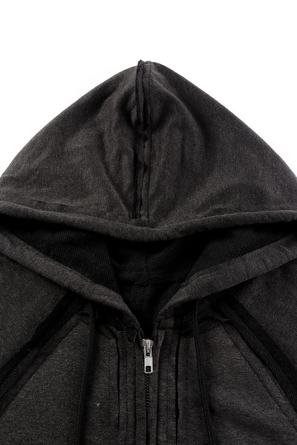 Exposed Seam Zip Up Long Sleeve Drawstring Hoodie - Mervyns