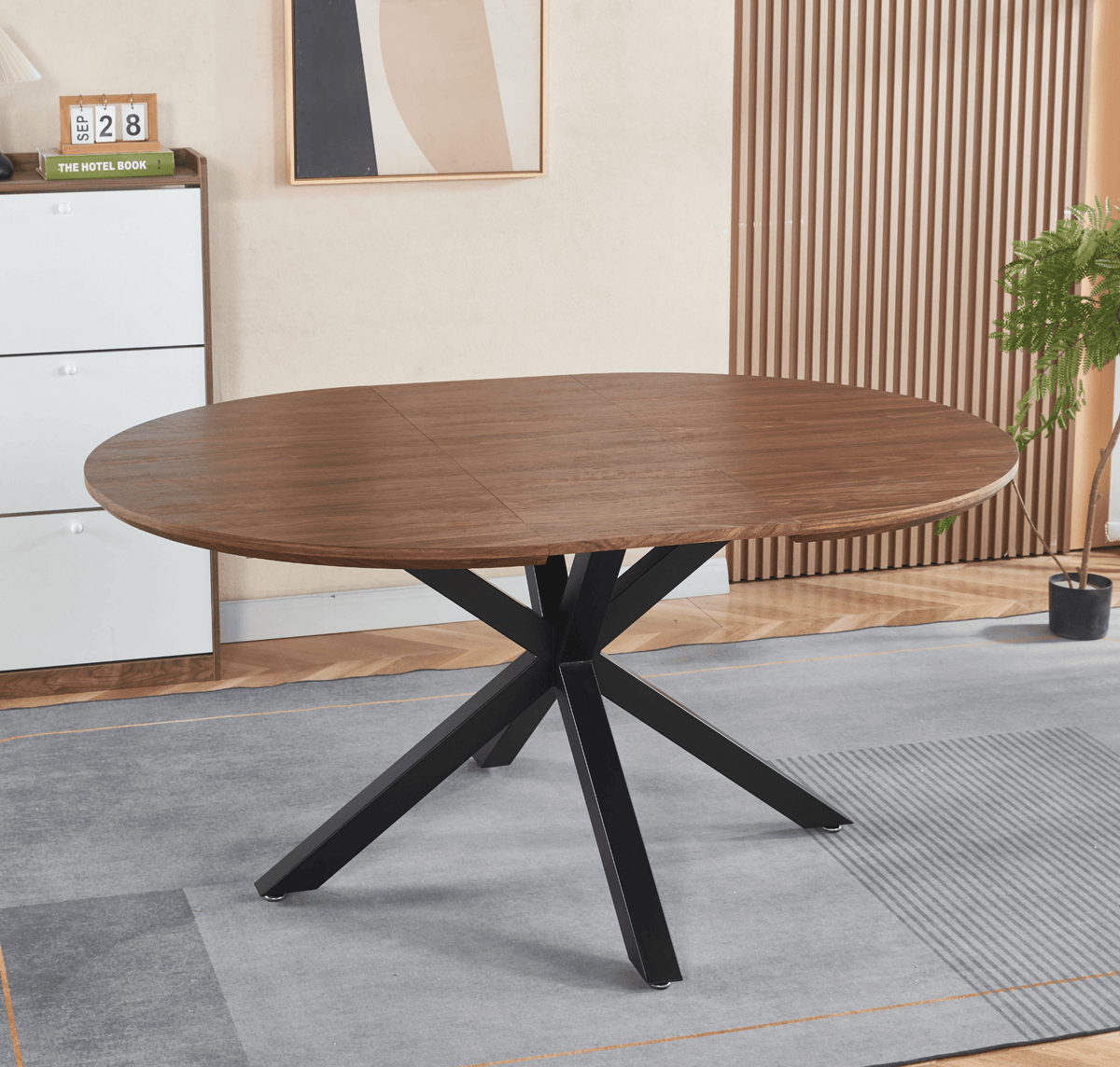 Extensible Table with Metal Legs and MDF Top for Dining, Office, or Coffee Use - Mervyns
