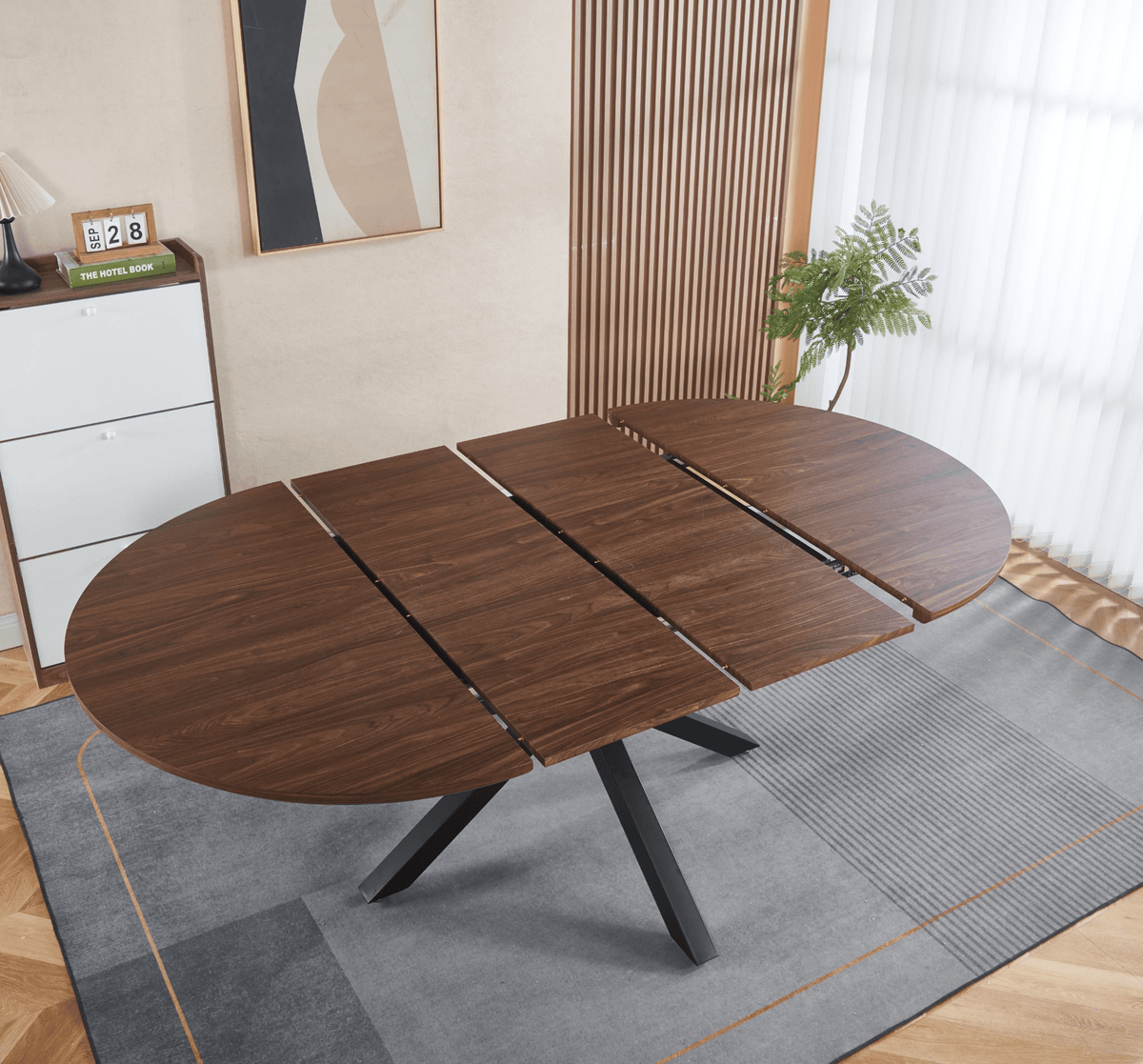 Extensible Table with Metal Legs and MDF Top for Dining, Office, or Coffee Use - Mervyns