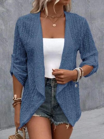 Eyelet Roll - Tab Sleeve Cardigan - Mervyns