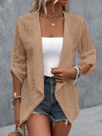 Eyelet Roll - Tab Sleeve Cardigan - Mervyns