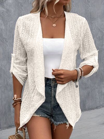 Eyelet Roll - Tab Sleeve Cardigan - Mervyns