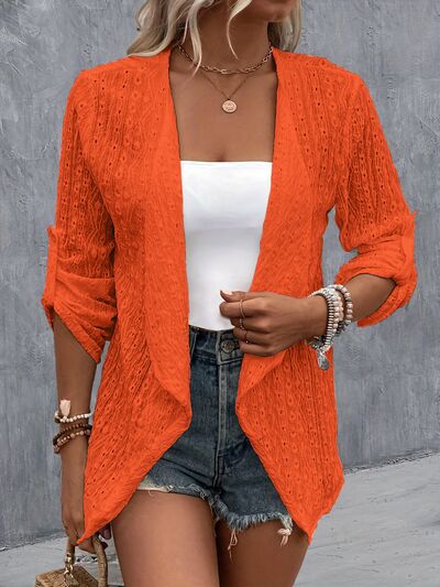 Eyelet Roll - Tab Sleeve Cardigan - Mervyns