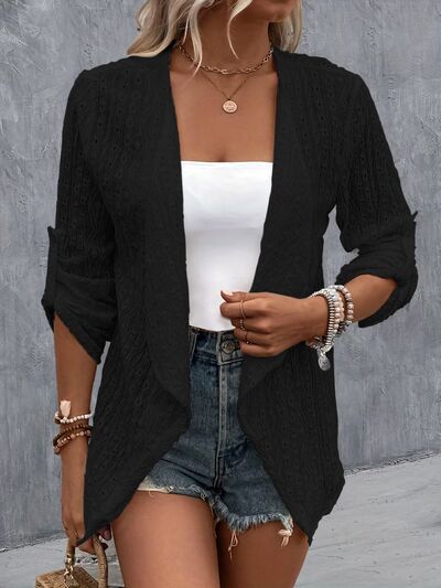 Eyelet Roll - Tab Sleeve Cardigan - Mervyns