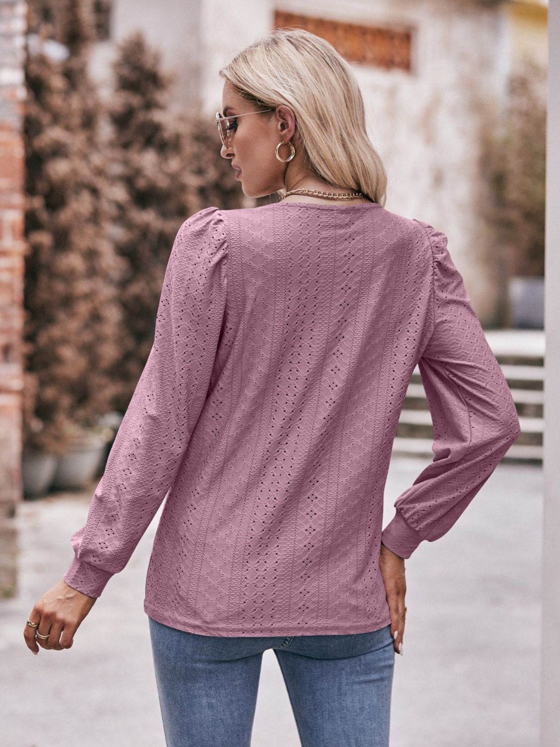 Eyelet Square Neck Puff Sleeve Blouse - Mervyns