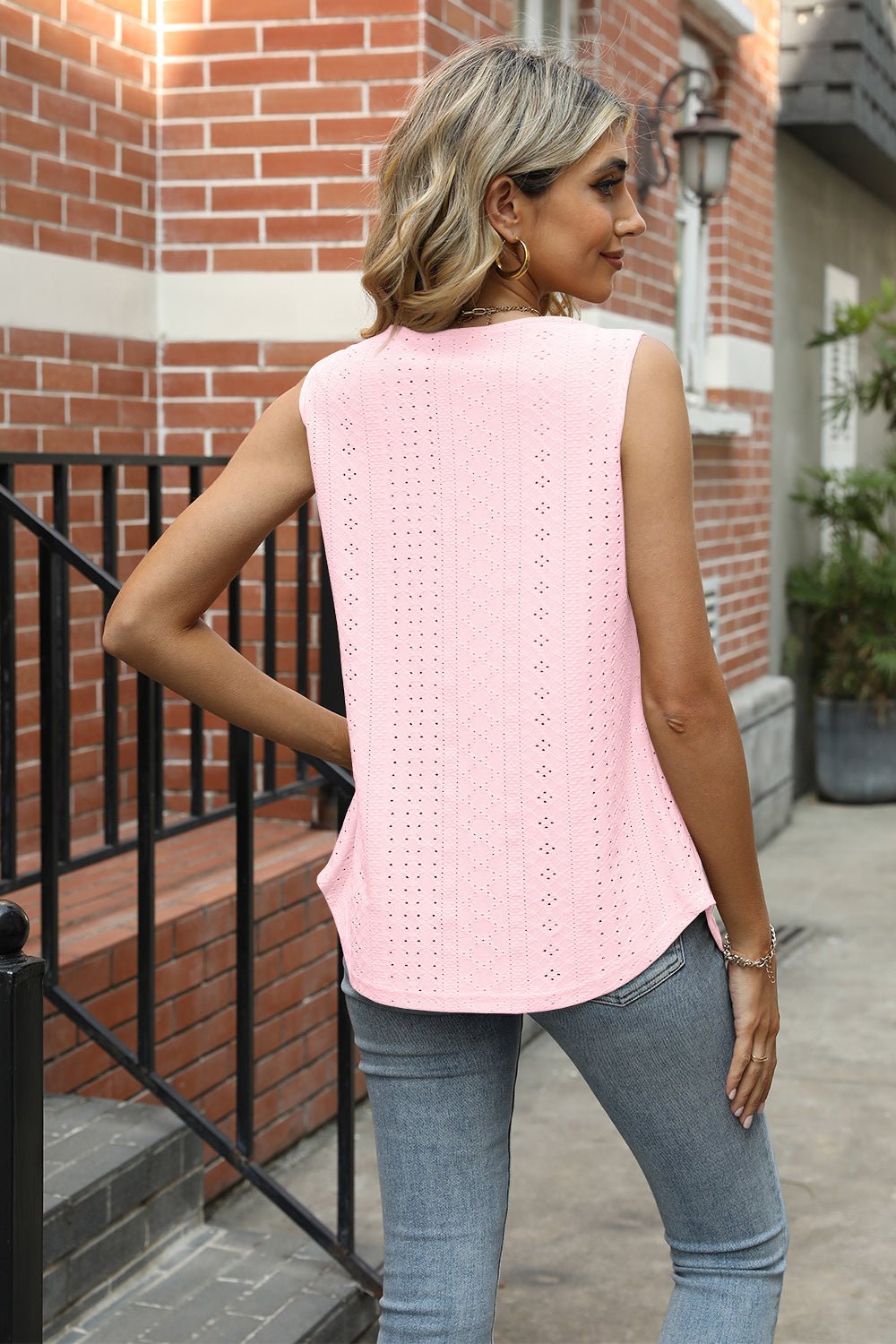 Eyelet Square Neck Tank - Mervyns