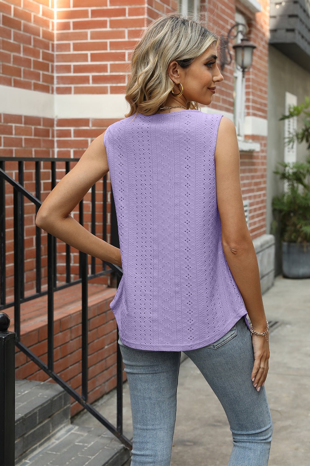 Eyelet Square Neck Tank - Mervyns