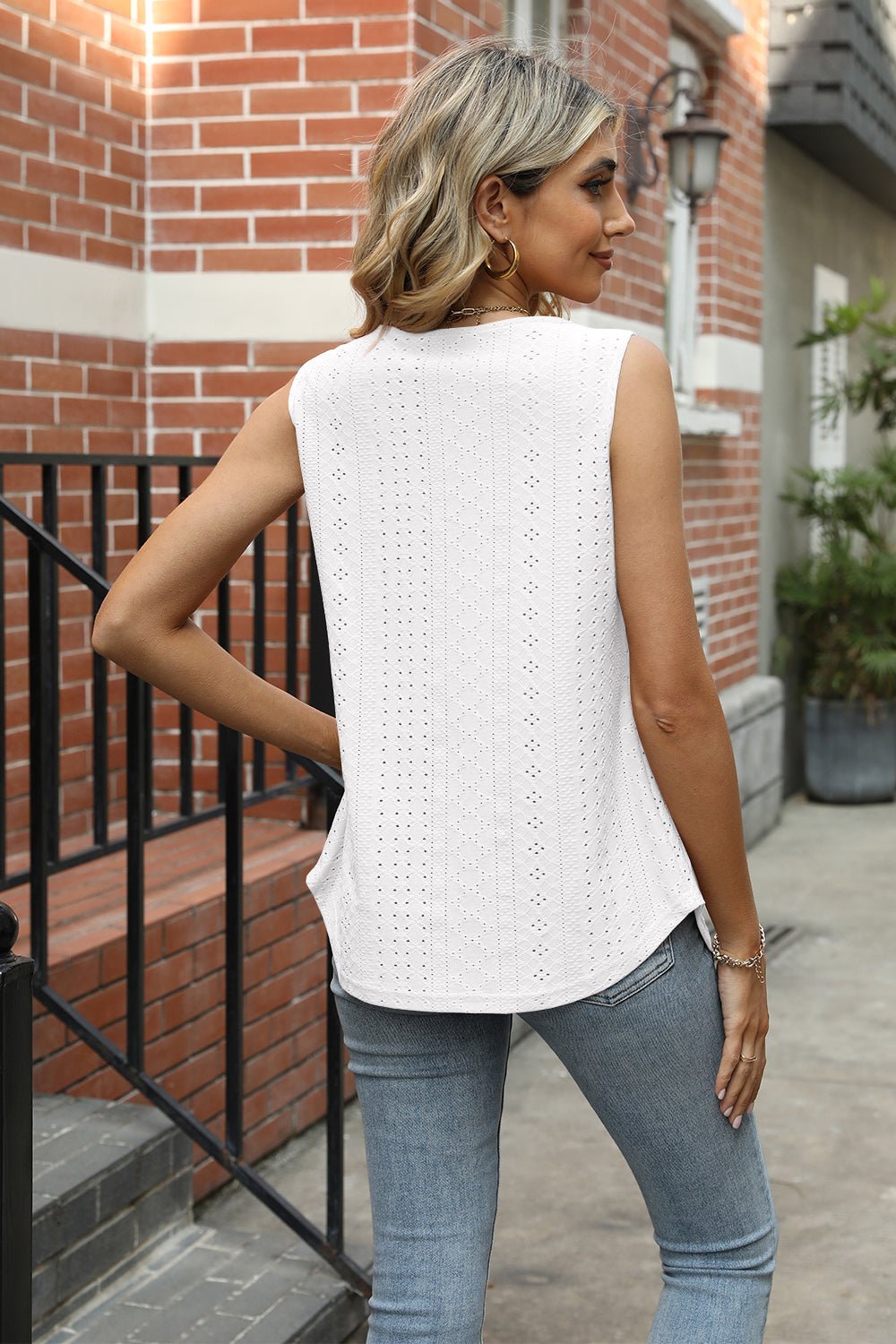 Eyelet Square Neck Tank - Mervyns