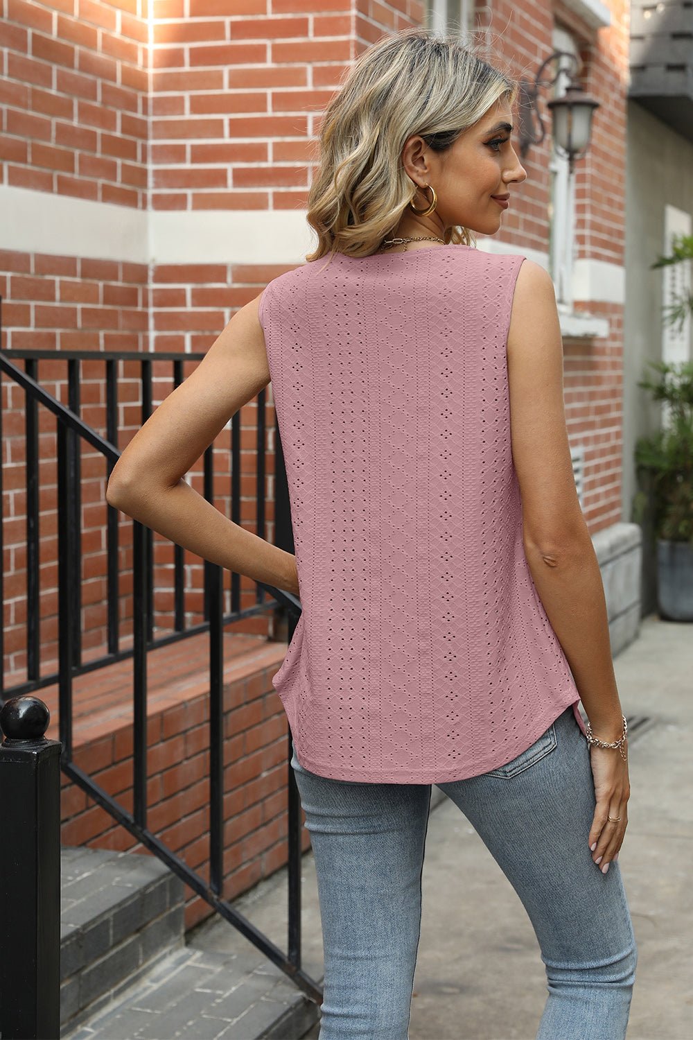 Eyelet Square Neck Tank - Mervyns