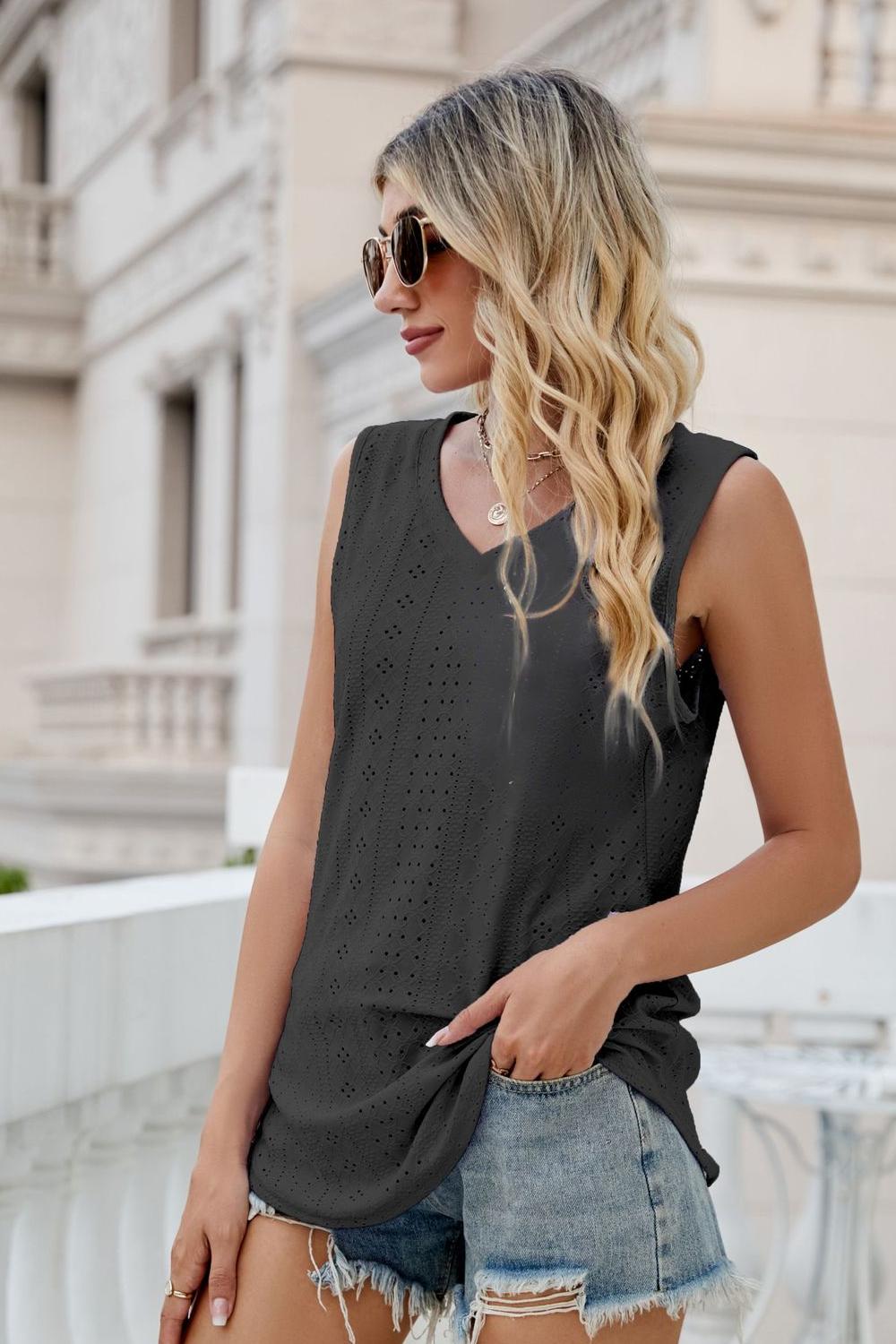 Eyelet V - Neck Tank - Mervyns