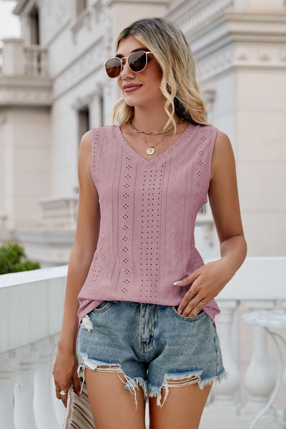 Eyelet V - Neck Tank - Mervyns