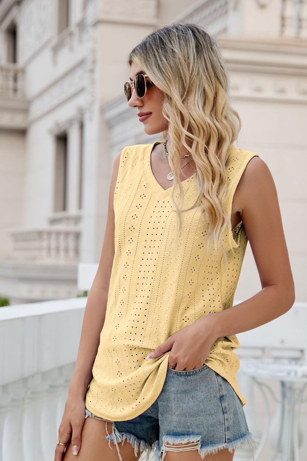 Eyelet V - Neck Tank - Mervyns