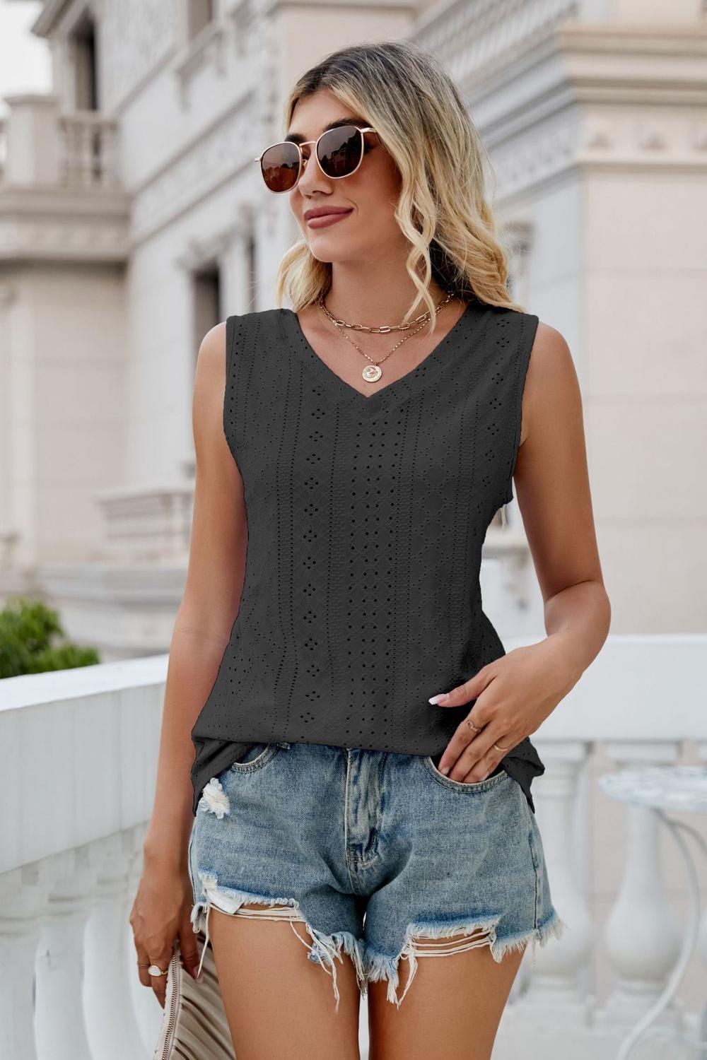 Eyelet V - Neck Tank - Mervyns