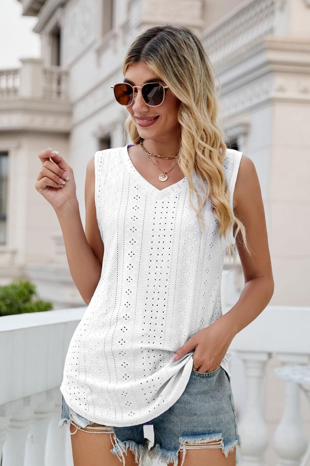 Eyelet V - Neck Tank - Mervyns