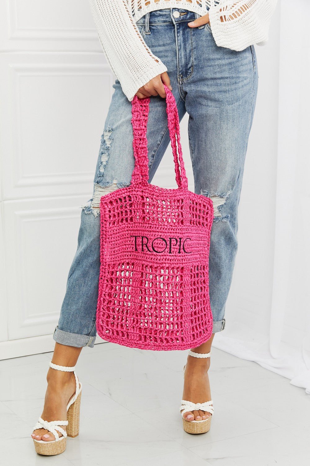 Fame Tropic Babe Staw Tote Bag - Mervyns