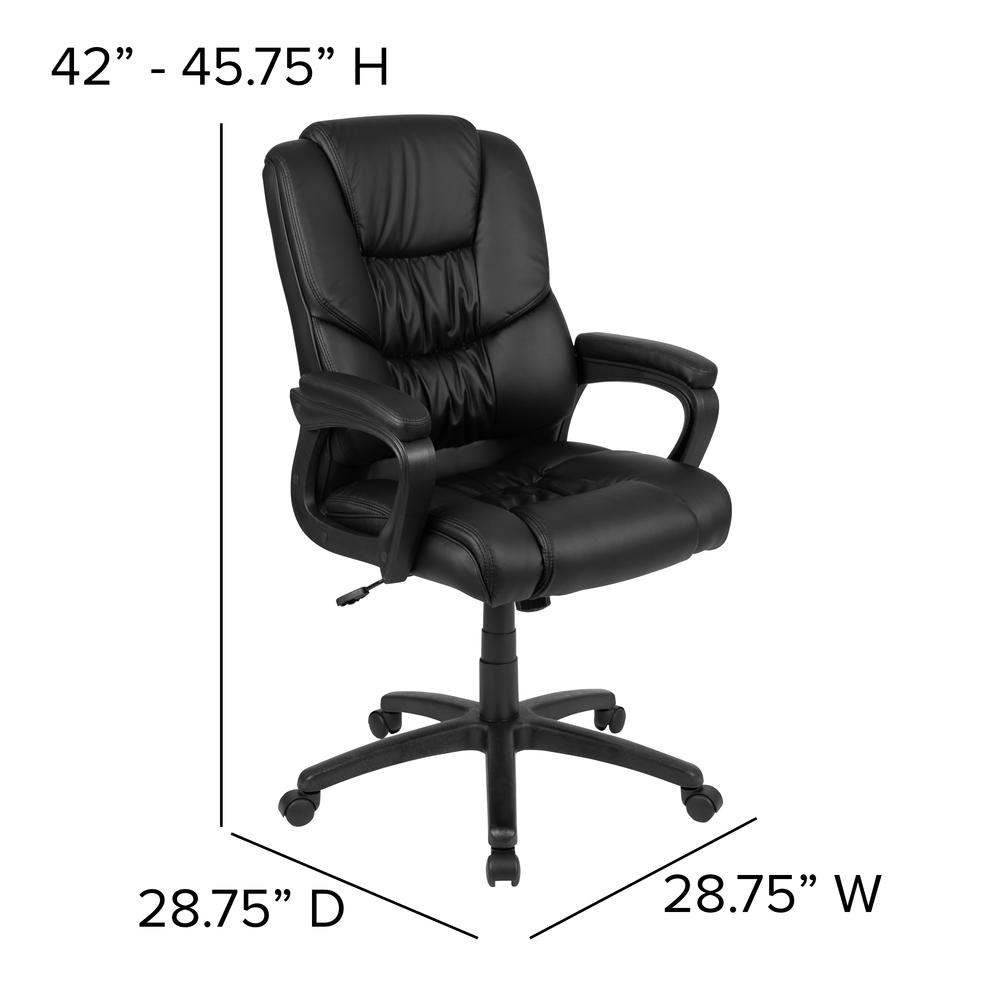 Flash Fundamentals Big & Tall 400 lb. Rated Black LeatherSoft Swivel Office Chair with Padded Arms, BIFMA Certified - Mervyns