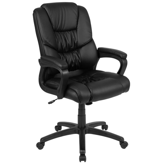 Flash Fundamentals Big & Tall 400 lb. Rated Black LeatherSoft Swivel Office Chair with Padded Arms, BIFMA Certified - Mervyns