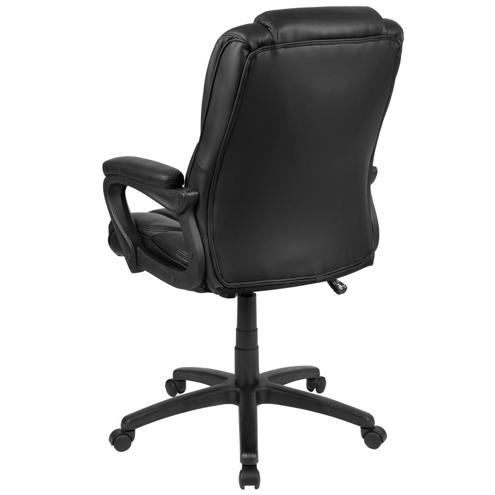 Flash Fundamentals Big & Tall 400 lb. Rated Black LeatherSoft Swivel Office Chair with Padded Arms, BIFMA Certified - Mervyns