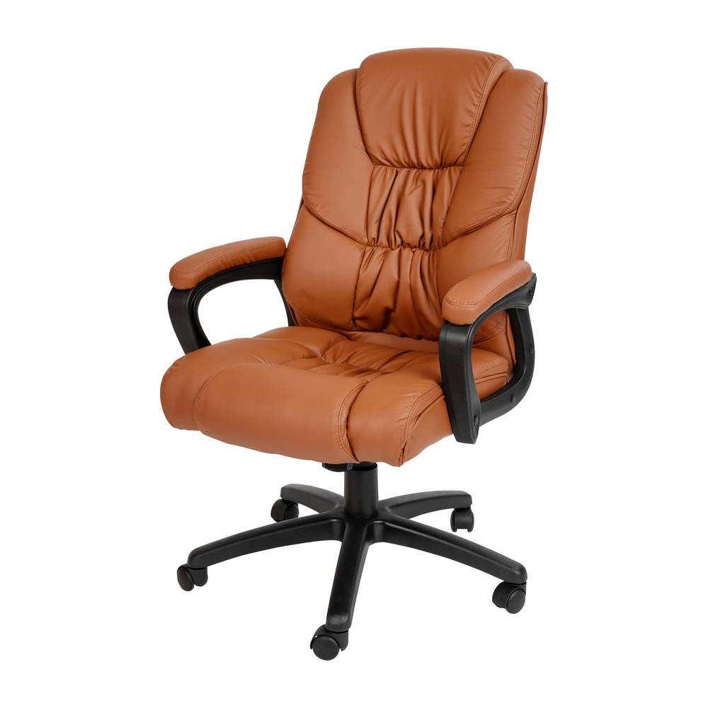 Flash Fundamentals Big & Tall 400 lb. Rated Brown LeatherSoft Swivel Office Chair with Padded Arms, BIFMA Certified - Mervyns