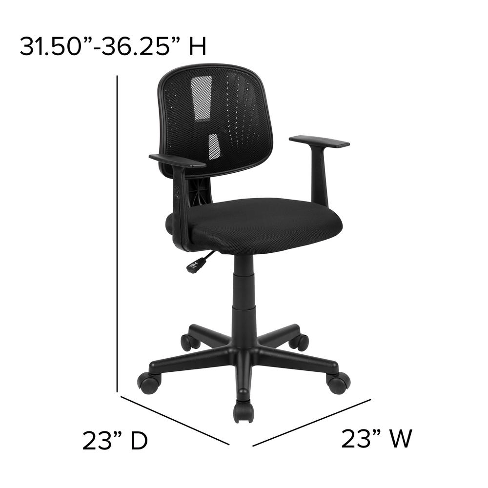 Flash Fundamentals Mid - Back Black Mesh Swivel Task Office Chair with Pivot Back and Arms, BIFMA Certified - Mervyns