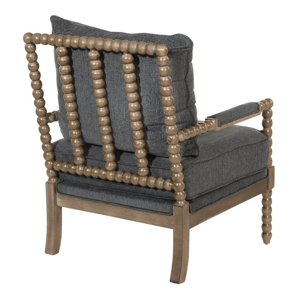 Fletcher Spindle Chair in Charcoal Fabric with Rustic Brown Finish - Mervyns