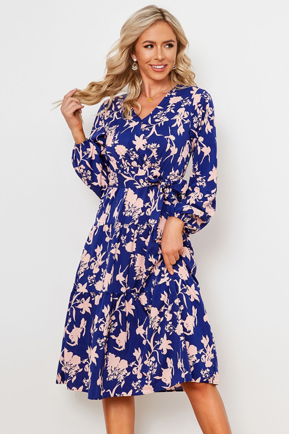 Floral Belted Tiered Midi Dress - Mervyns