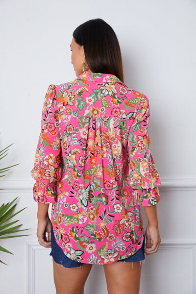 Floral Button Up Flounce Sleeve Shirt - Mervyns