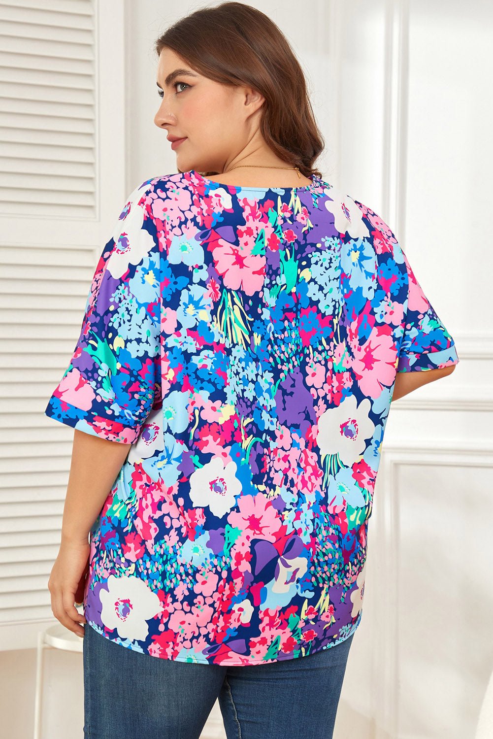 Floral Center Seam V - Neck Blouse - Mervyns